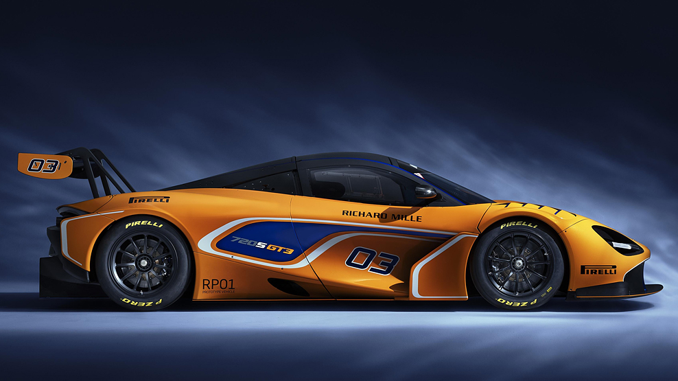 McLaren 720S GT3 Race car, side elevation, Dailycarblog