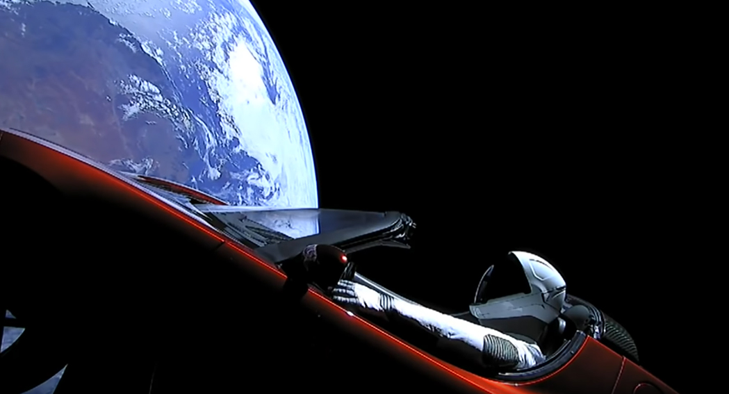 Tesla Space Roadster orbiting Earth, dailycarblog.com